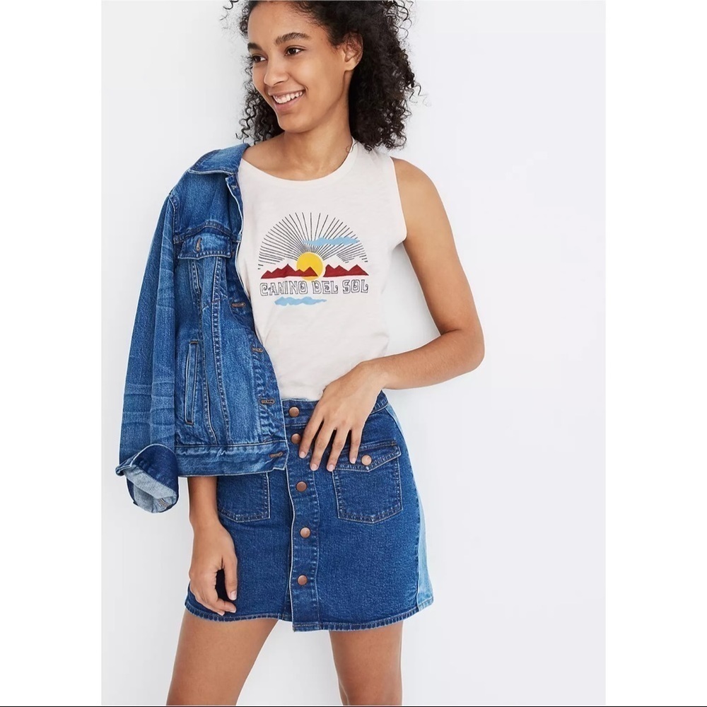 Madewell Stretch Denim Straight Mini Skirt: Pieced Edition Size 29